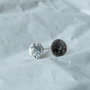 Oxidized Reticulated Sterling Silver Stud Earrings – Recycled Silver – Unique Textured Handmade Jewelry