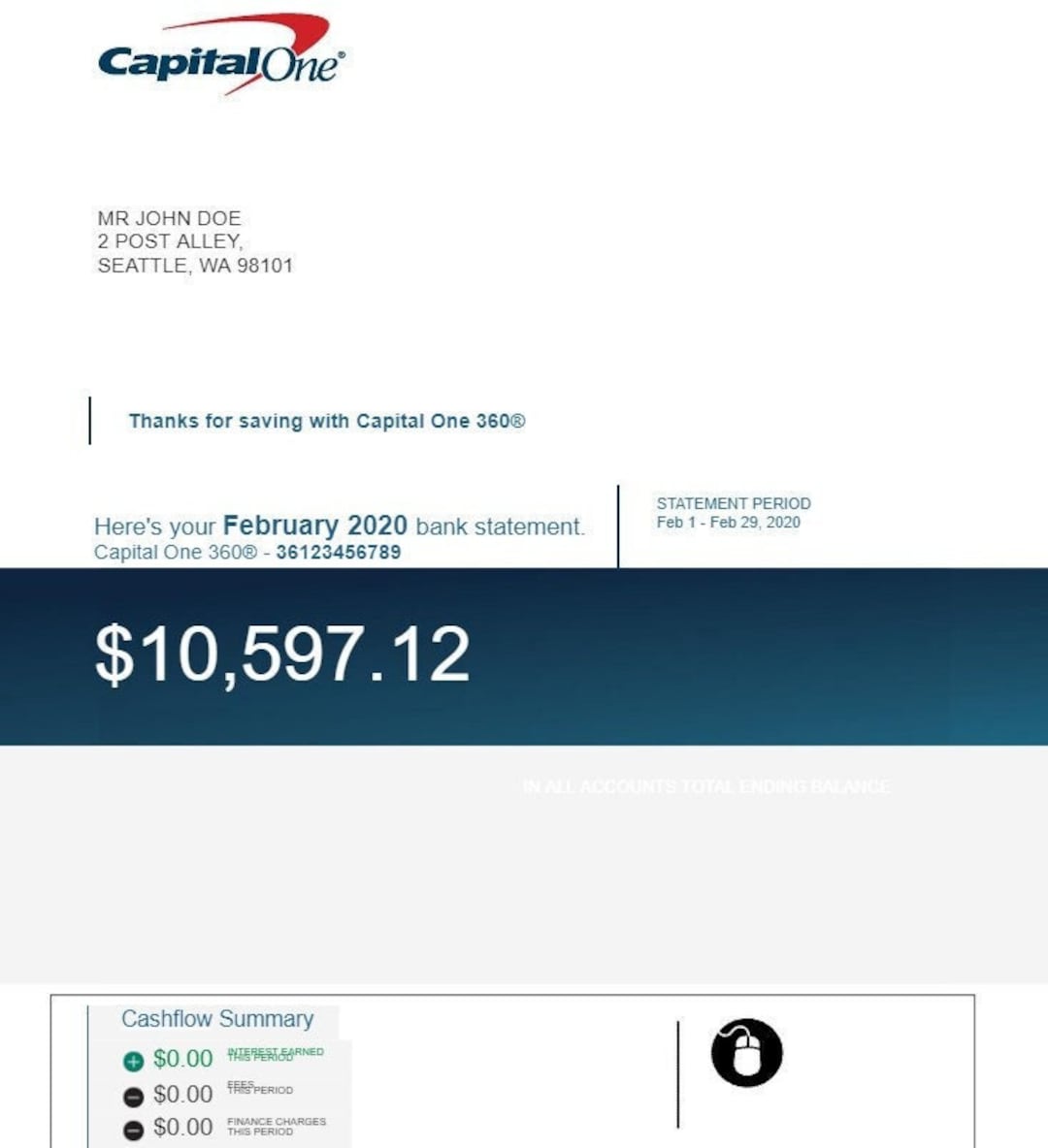 Capital One Bank Statement Editable Etsy