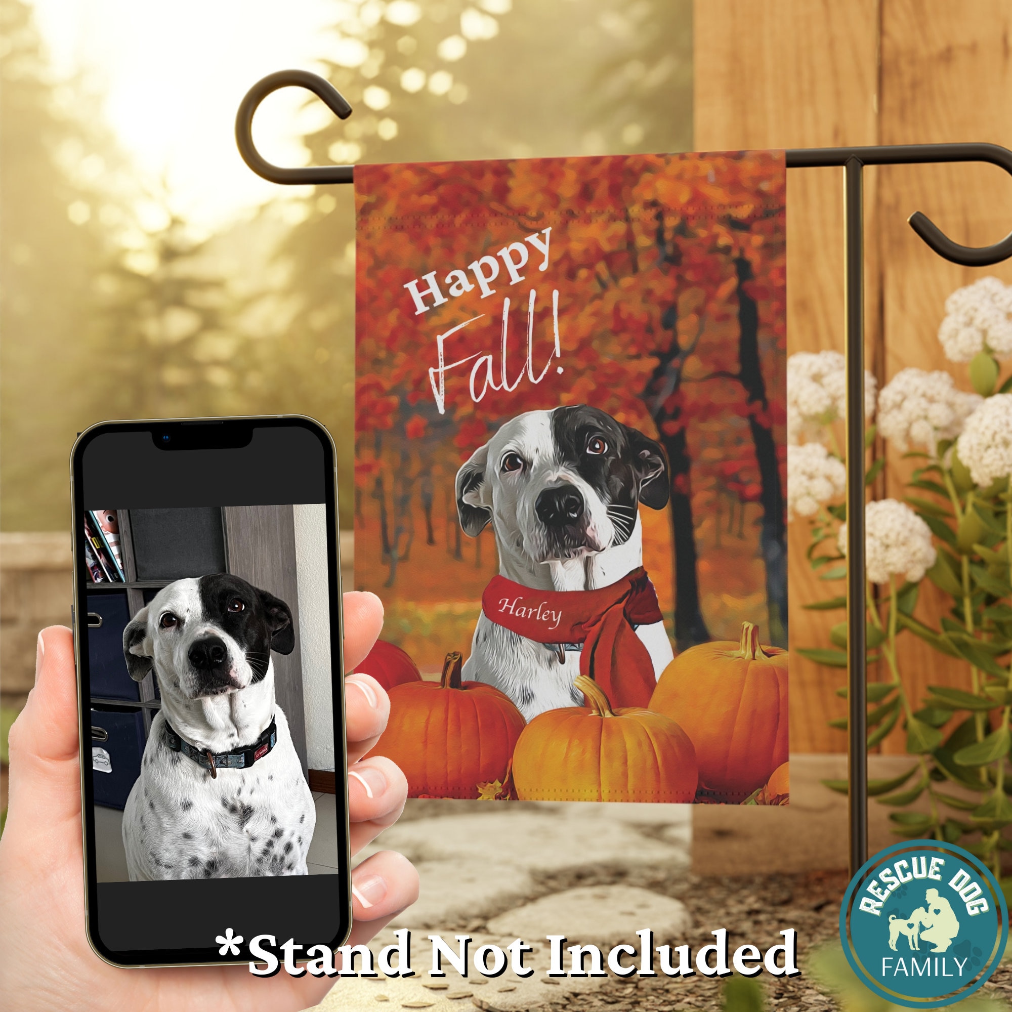 Custom Dog Garden Flag 12x18 Inch, Personalized Fall Yard Flag, Gift For Dog Lover, Dog Garden Banner Using Dog Photo, Dog Yard Flag Decor