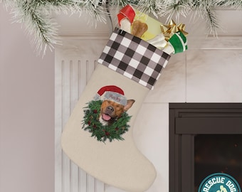 Christmas Stockings Dog Personalized with Pet Photo, Custom Pet Holiday Farmhouse Stocking for Hanging on Fireplace, Gift for Dog Owners