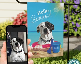 Personalized Dog Yard Flag 12x18 Inch, Custom Summer Garden Banner Gift For Dog Owner, Dog Garden Flag Using Dog Photo, Dog Yard Decor Gift