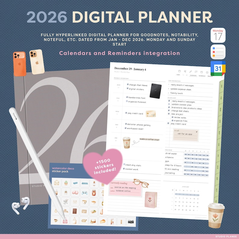 2026 Digital Planner for Goodnotes | Daily, Weekly, Monthly | Calendar ...