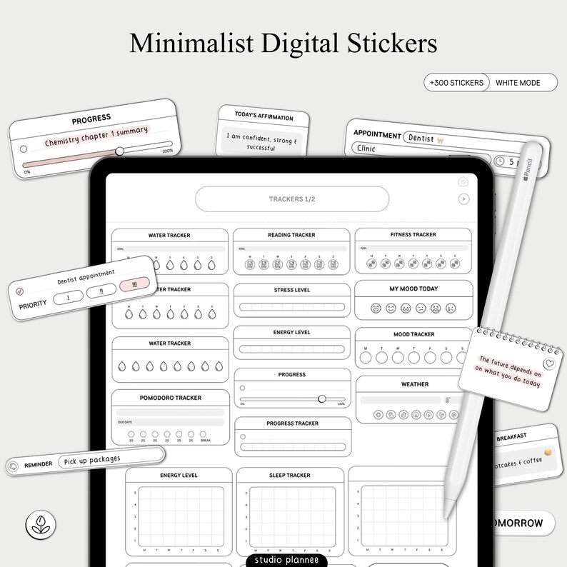 Minimalist Digital Stickers for Goodnotes: Planner Widgets & Labels - Etsy
