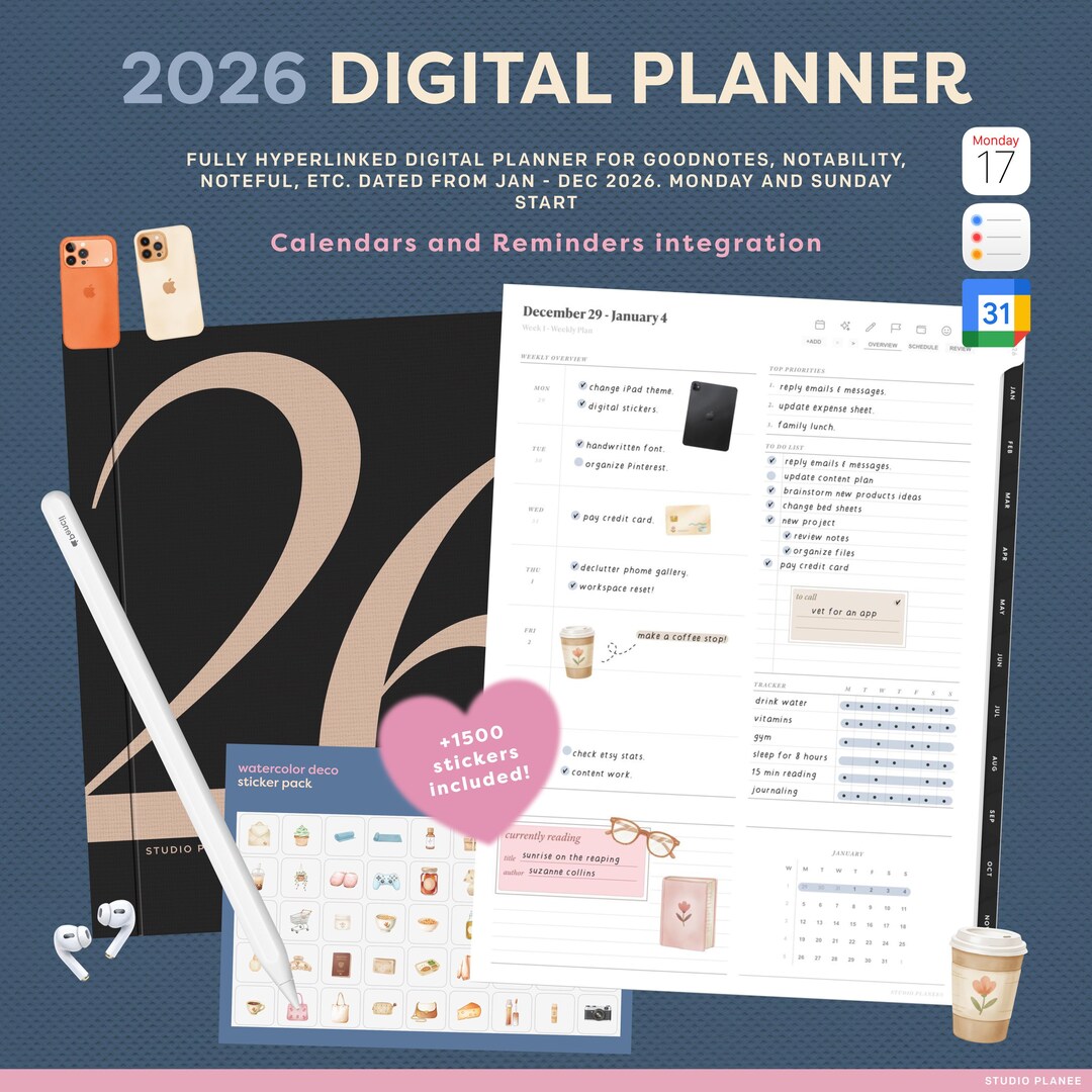 2026 Digital Planner for Goodnotes | Daily, Weekly, Monthly | Calendar ...