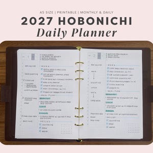 2027 Printable Daily Planner A5, A5 Daily Insert, 2027, A5 Daily Planner Inserts, A5 Daily Grid Hobonichi Style, A5 Daily Hourly Time PDF