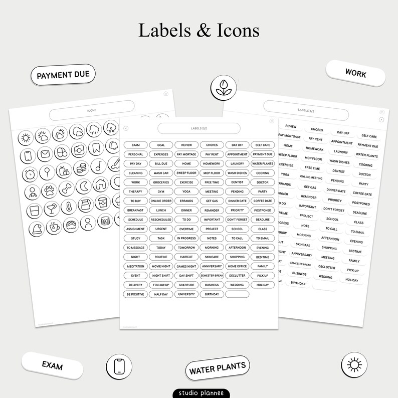 Minimalist Digital Stickers for Goodnotes: Planner Widgets & Labels - Etsy