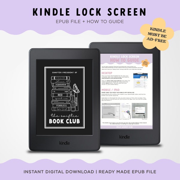 The Swiftie Book Club Kindle Lock Screen | Kindle Screensaver | Kindle Paperwhite | Custom Kindle | Taylor Lock Screen | Book Lover