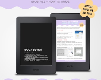 Book Lover Definition Kindle Lock Screen | Kindle Screensaver | Kindle Paperwhite | Custom Kindle Wallpaper | Kindle Girlie | Book Lover