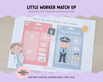 Little Worker Match Up | Digital Download | Doll in a Box | Occupation Match | Montessori | Doctor & Police Officer Preschool Printable