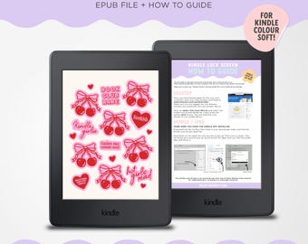 Cherry Bomb Kindle Lock Screen | Kindle Coloursoft | Kindle Screensaver | Custom Kindle Wallpaper | Kindle Girlie | Book Lover