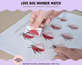 Love Bug Number Match Printable | Digital Download | Toddler Fine Motor | Number Recognition | Montessori | Busy Book | Preschool Worksheet