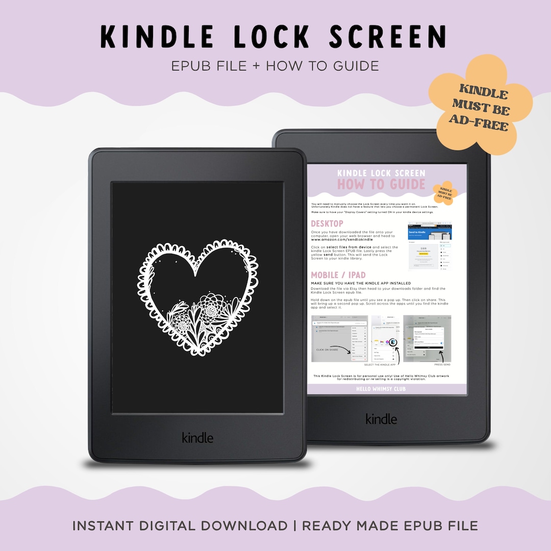 Floral Heart Kindle Lock Screen Kindle Screensaver Kindle Paperwhite