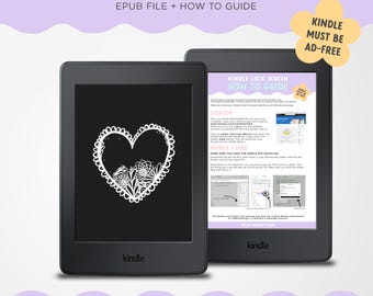 Floral Heart Kindle Lock Screen | Kindle Screensaver | Kindle Paperwhite | Custom Kindle Wallpaper | Kindle Girlie | Book Lover