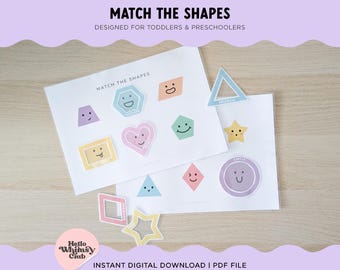 Match The Shapes Printable | Digital Download | Toddler Shape Recognition | Montessori Inspired | Busy Book | Preschool Worksheet