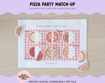 Pizza Party Match-up Printable | Digital Download | Toddler Fine Motor | Matching Activity | Montessori | Busy Book | Preschool Worksheet
