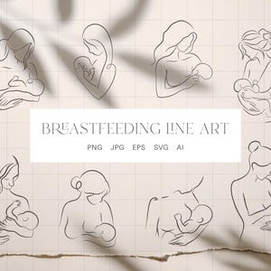 Stillen Line Art | Minimal Mutterschaft Zeichnung | Stillen Clipart für Mamas & Still-Berater | Stillen Clipart SVG PNG JPG