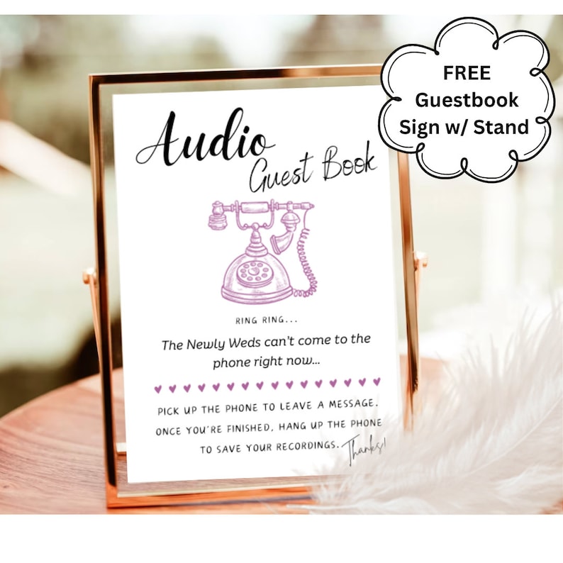 Retro Audio Guest Book Phone With Sign, FREE SHIPPING, Vintage