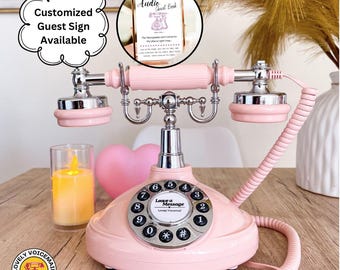 Audio Guest Book Phone with Sign, FREE SHIPPING, Vintage Voicemail Guest Book for Wedding, Quinceanera and Events