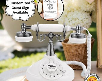 Audio Guest Book Phone with Sign, FREE SHIPPING, Phone Guest Book for Wedding, Party and Events