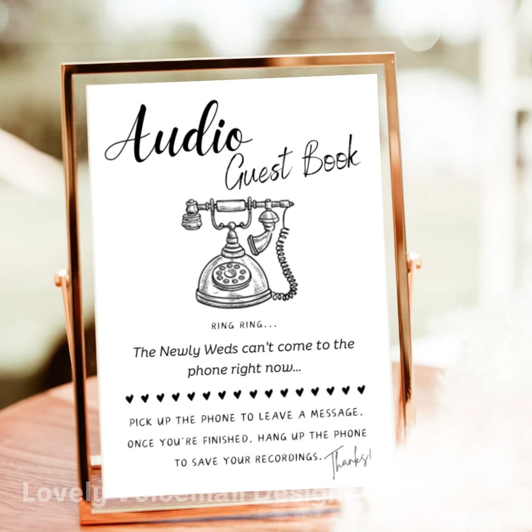 Audio Guestbook Sign Phone Guest Book Instruction Sign Leave a Message