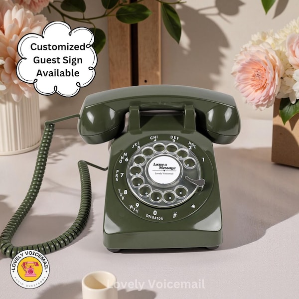 Audio Guest Book Phone with Sign, FREE SHIPPING, Retro Voicemail Guest Book for Wedding, Parties and Events