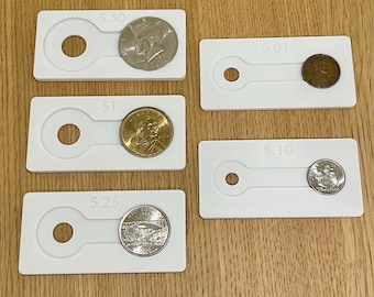 Herramienta para anillos de monedas: Tarjeta de centrado con perforadora, juego americano