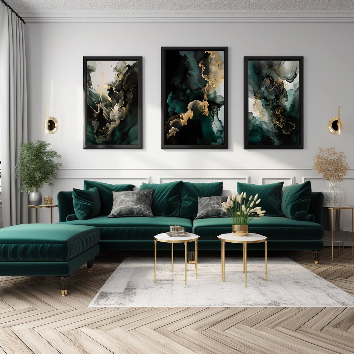 Emerald Green, Abstract, Wall Art Set, Decor, Poster, Gallery Wall Art ...