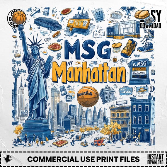 NYC Landmarks Sublimation Design: Manhattan Trip Shirt PNG (Digital Download, 4096x4096px, 300 DPI)