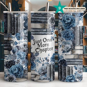 Book Lover Tumbler Wrap: Vintage Books & Roses (PNG Digital Download)