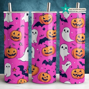 Halloween Ghost Tumbler Wrap, 20 Unzen Skinny Sublimationsbecher Design, Kürbis Halloween Sublimation Design Png, Halloween Tumble Png Wrap
