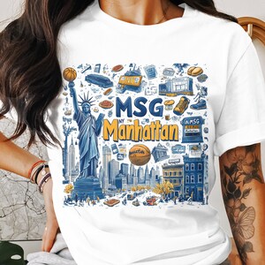 New York City Manhattan Graphic Tee, MSG Landmark T-Shirt, Urban Streetwear, Casual Fashion Top