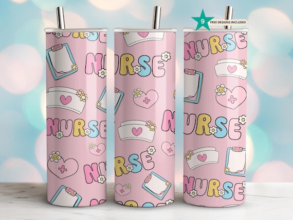 Colorful Nurse Tumbler Wrap: 20 oz Sublimation Design (PNG)