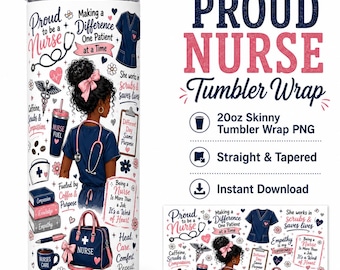 Pink Nurse Tumbler Wrap PNG - Nurse Life 20oz Skinny Sublimation Design - Medical Field Gift Straight & Tapered