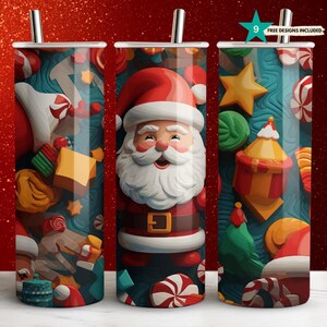 Jolly Santa Claus Tumbler Wrap - Festliches 20 Unzen Skinny Tumbler Sublimationsdesign, PNG Digital Download