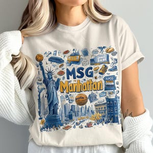 Manhattan NYC Graphic T-Shirt, Vintage New York City Skyline Illustration, Iconic Urban Fashion, Trendy Unisex Tee, Casual Streetwear