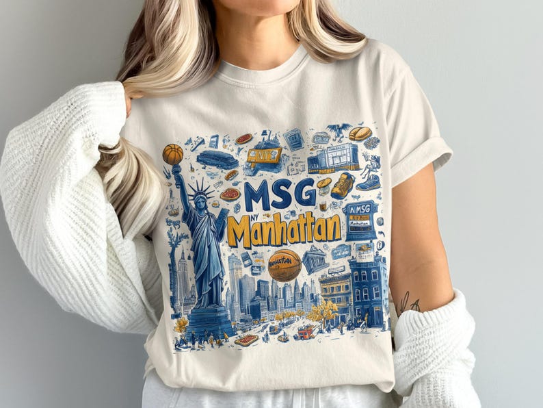 Manhattan NYC Graphic T-Shirt, Vintage New York City Skyline Illustration, Iconic Urban Fashion, Trendy Unisex Tee, Casual Streetwear