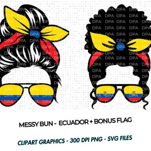 Ecuador Messy Bun SVG PNG | Flag | Ecuatorian SVG  |  Ecuador Clipart  |  Instant Download |  Ecuador Flag |  Ecuatorian Flag