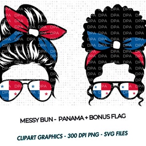 Panama Messy Bun SVG PNG | Panamanian Flag | Cricut | Sublimation | Digital Clipart  | Panama Flag | Instant Download | Latino latina svg