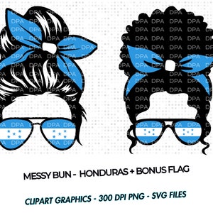 Honduras Messy Bun SVG PNG | Honduran Flag | Latina svg png| Honduras clipart| DIY Projects |Honduras png svg