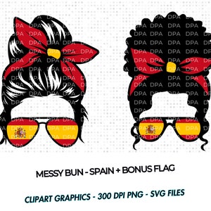 Spanish Spain Espana  Messy Bun SVG PNG | Espana | SpanishPride | Clipart Download | Spain flag | Spanish flag | Spain clipart