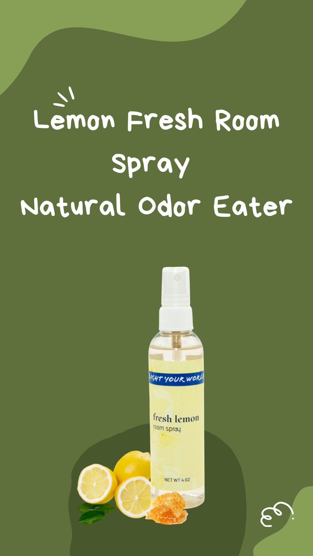 Bye Bye Stinky Smell Set Lemon Candle and Room Spray Scent Bundle Clean