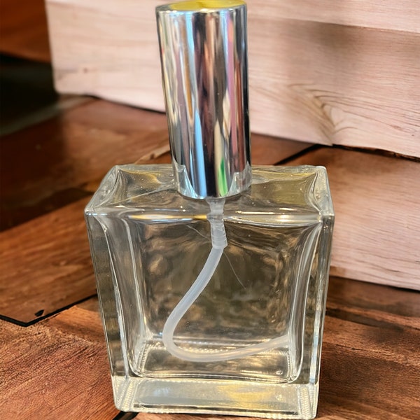 Perfume Spray Bottle 100 ml clear square silver top spray bottle cleaning fragrance spray bottle essential oils magnesium spray