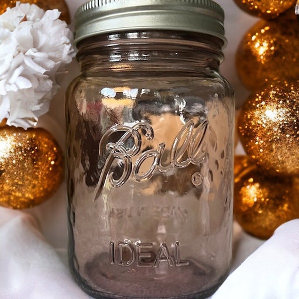 New Vintage 16 oz Rose Ball Mason Jar Collectable with Lid Home Vintage Decor Bathroom Decor Table Decor Centerpieces Floral Vase Unique