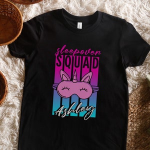 Matching Shirts for Girls Sleepover Squad, Personalized Name Shirts for Girls Birthday Party Sleepover, Custom Slumber Party Tees