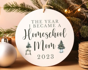 Homeschool Ornament Gift with Custom Year for Homeschooling Mom, Ceramic Ornament Home School Christmas Decor Gift for Homeschoolers