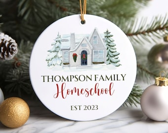 Custom Homeschool Christmas Ornament 2023, Personalized Home School Mom Gift, Established Date Commemorative Ornament Gift for Homeschoolers
