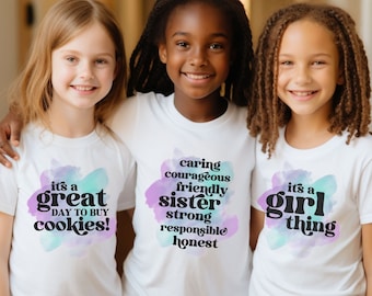 Matching Troop Shirts for Scout Cookie Season,  Group TShirts for Cookie Selling Booth and Events, Scout Tees for Girls and Troop Leaders