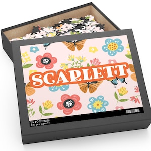 Personalized Child Name Puzzle, Floral Spring Custom Name Puzzle Gift, Homeschooled Kids Gift for Christmas, 30 or 120 pieces