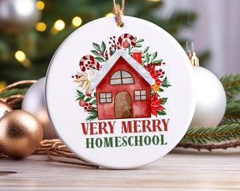 Homeschool Christmas Ornament 2023, Home school Mom Gift, Ornament Gift for Homeschoolers, Verry Merry Homeschool