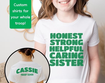Matching Troop Shirts with Custom Name and Troop Number,  Scouting Girl Group TShirts for Cookie Booth and Events, Scout Tees for Girl Troop